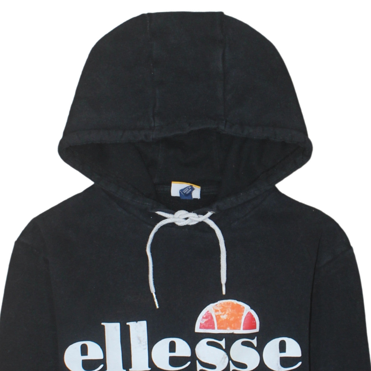 Ellesse Womens Black Pullover Hoodie UK 6 Cotton Blend Logo Casual