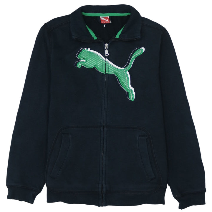 Puma Boys Black Track Jacket Size 14 Years Full Zip Fleece Activewear