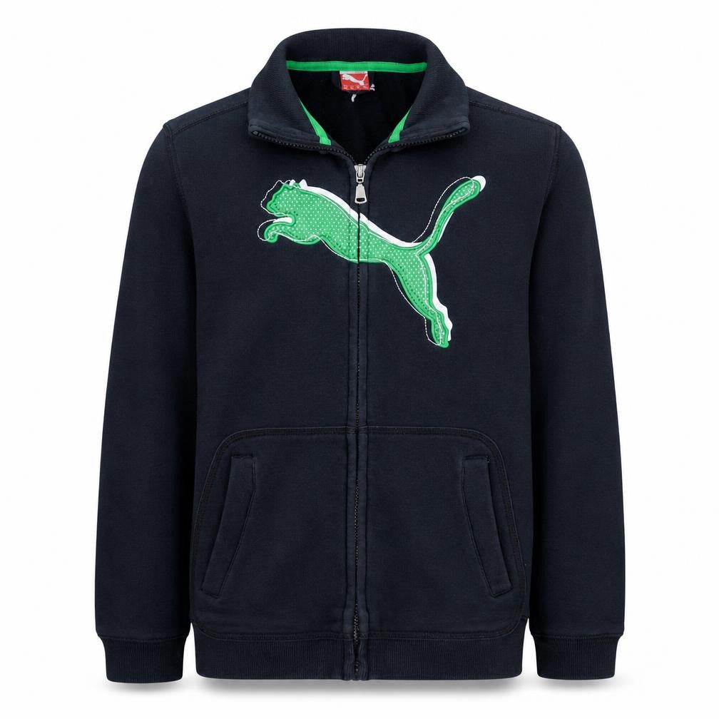 Puma Boys Black Track Jacket Size 14 Years Full Zip Fleece Activewear
