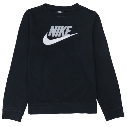 Nike Boys Black XL Crew Neck Pullover Sweatshirt with Logo Print