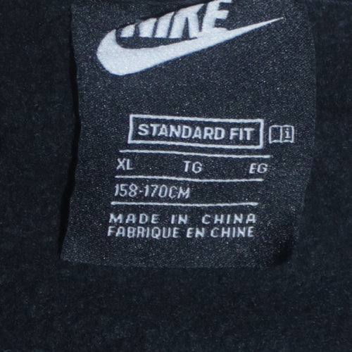 Nike Boys Black XL Crew Neck Pullover Sweatshirt with Logo Print