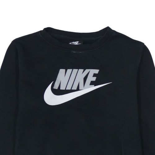 Nike Boys Black XL Crew Neck Pullover Sweatshirt with Logo Print