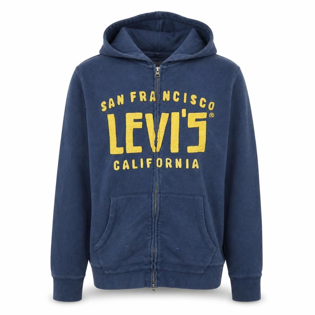 Front view of Levi's Men's Blue Full Zip Hoodie M Classic Logo Sweatshirt