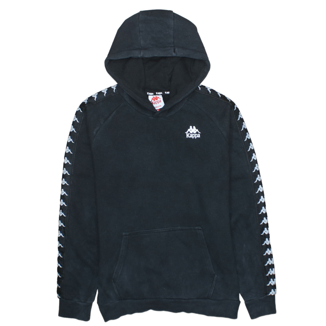 Kappa Men's Black Medium Pullover Hoodie with Logo Tape Detail