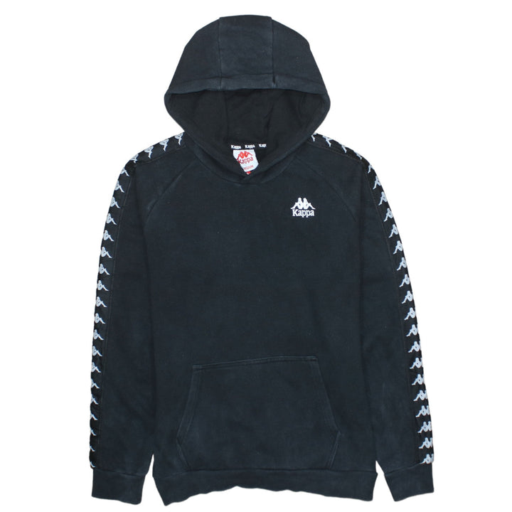 Kappa Men's Black Medium Pullover Hoodie with Logo Tape Detail