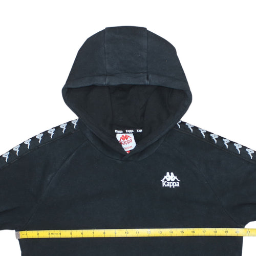 Kappa Men's Black Medium Pullover Hoodie with Logo Tape Detail