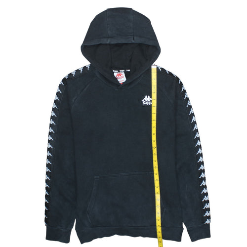 Kappa Men's Black Medium Pullover Hoodie with Logo Tape Detail
