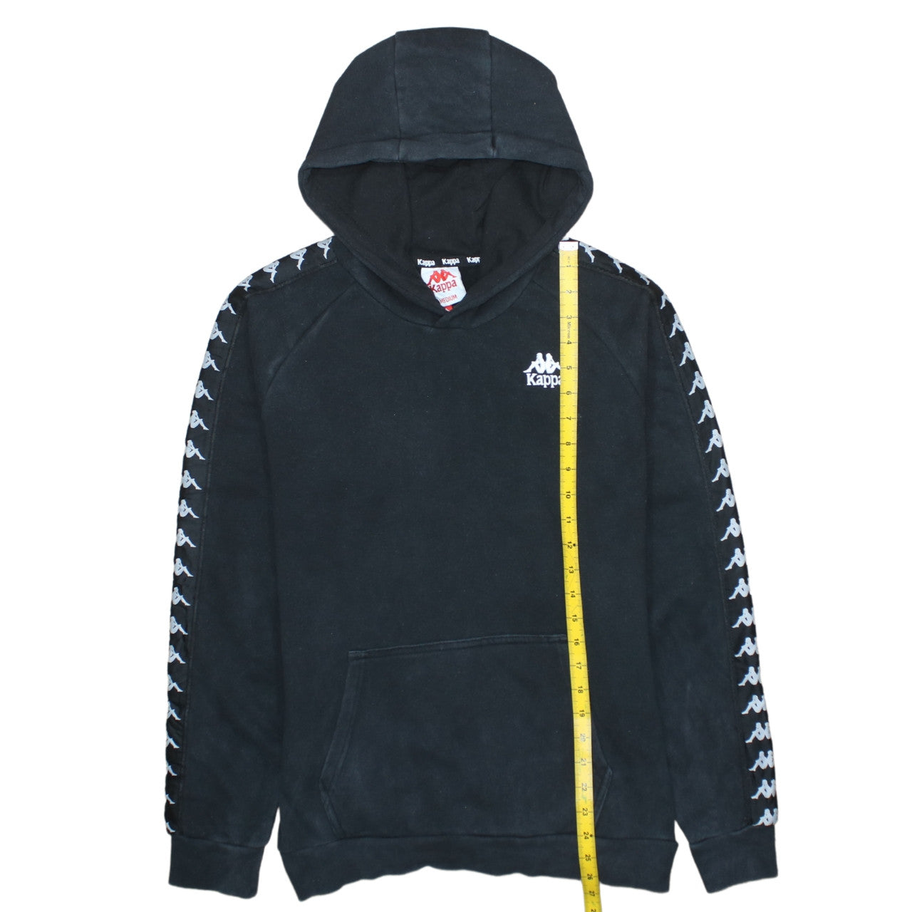 Kappa Men's Black Medium Pullover Hoodie with Logo Tape Detail