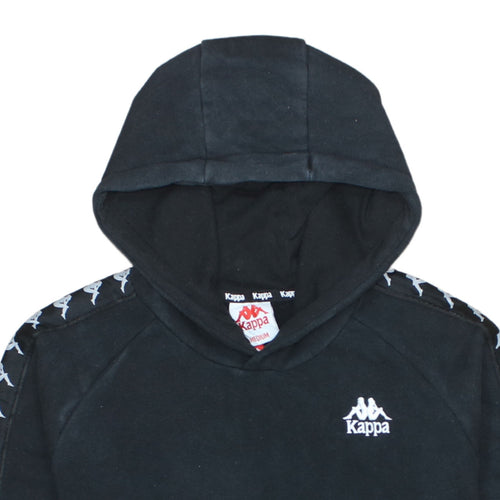 Kappa Men's Black Medium Pullover Hoodie with Logo Tape Detail