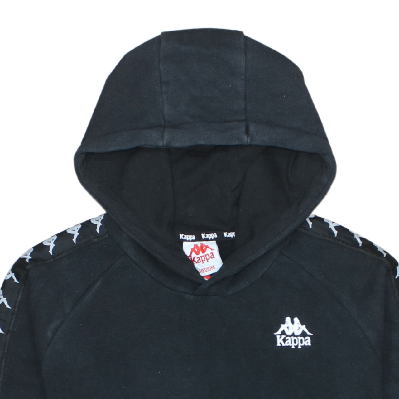 Kappa Men's Black Medium Pullover Hoodie with Logo Tape Detail