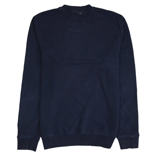 Napapijri Men's Blue Logo Crew Neck Cotton Sweatshirt M