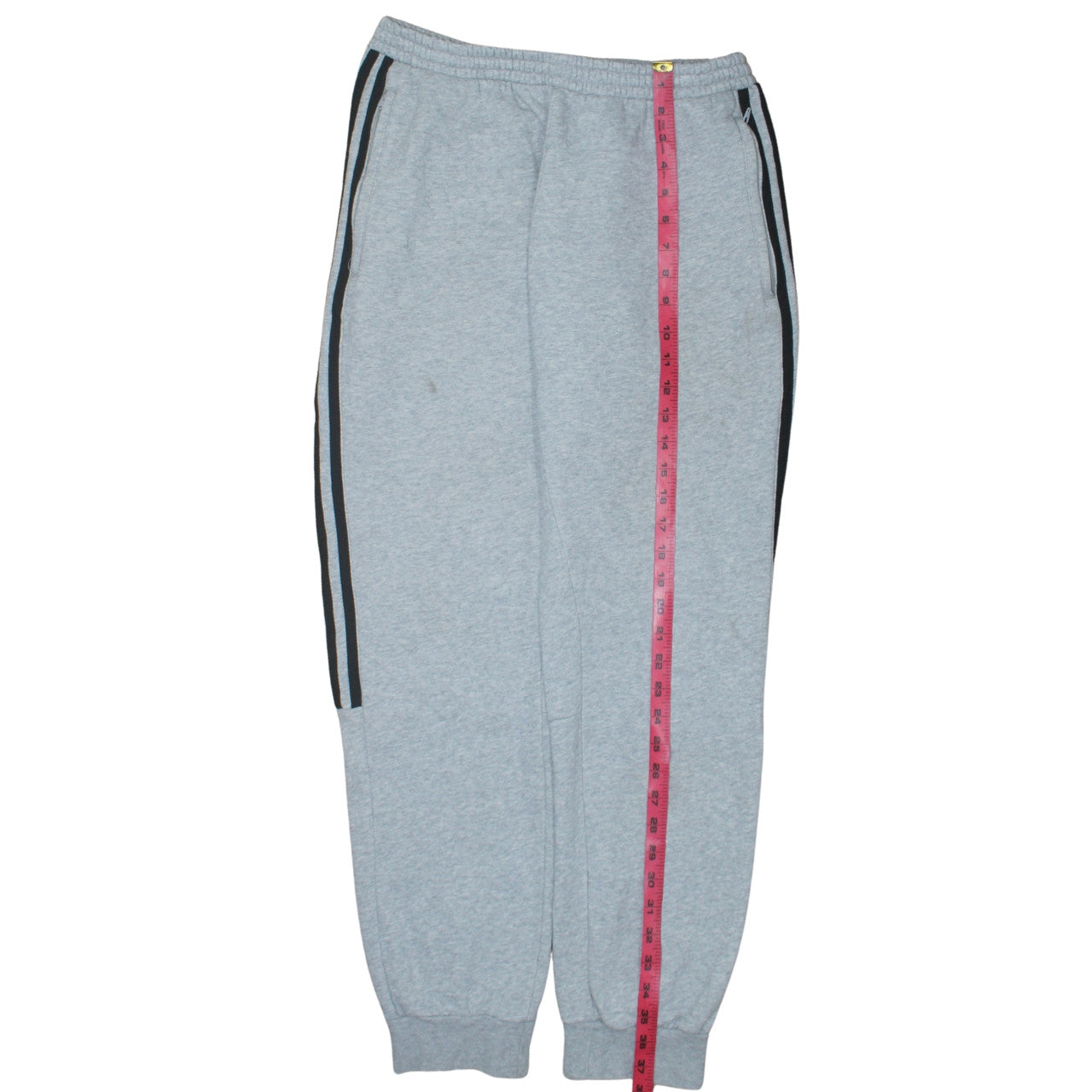 Adidas Mens Grey Sweatpants M Regular Fit Side Stripe Fleece Joggers