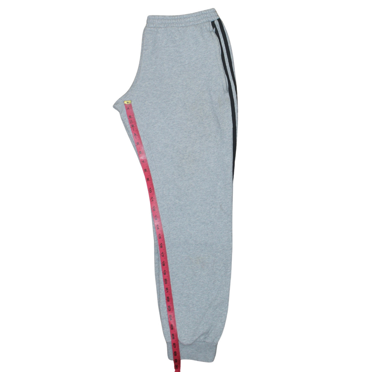 Adidas Mens Grey Sweatpants M Regular Fit Side Stripe Fleece Joggers