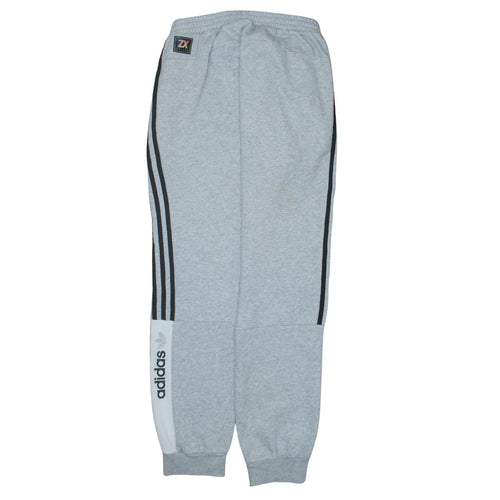 Adidas Mens Grey Sweatpants M Regular Fit Side Stripe Fleece Joggers