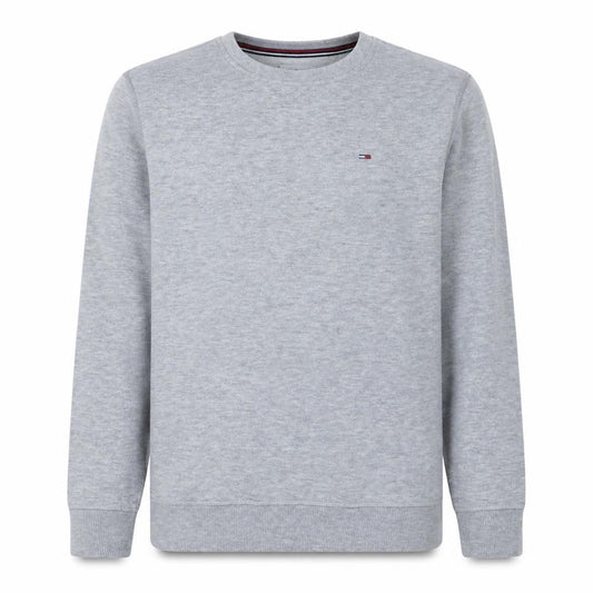 Front view of Tommy Jeans Men's Grey Crew Neck Regular Fit Sweatshirt, size S