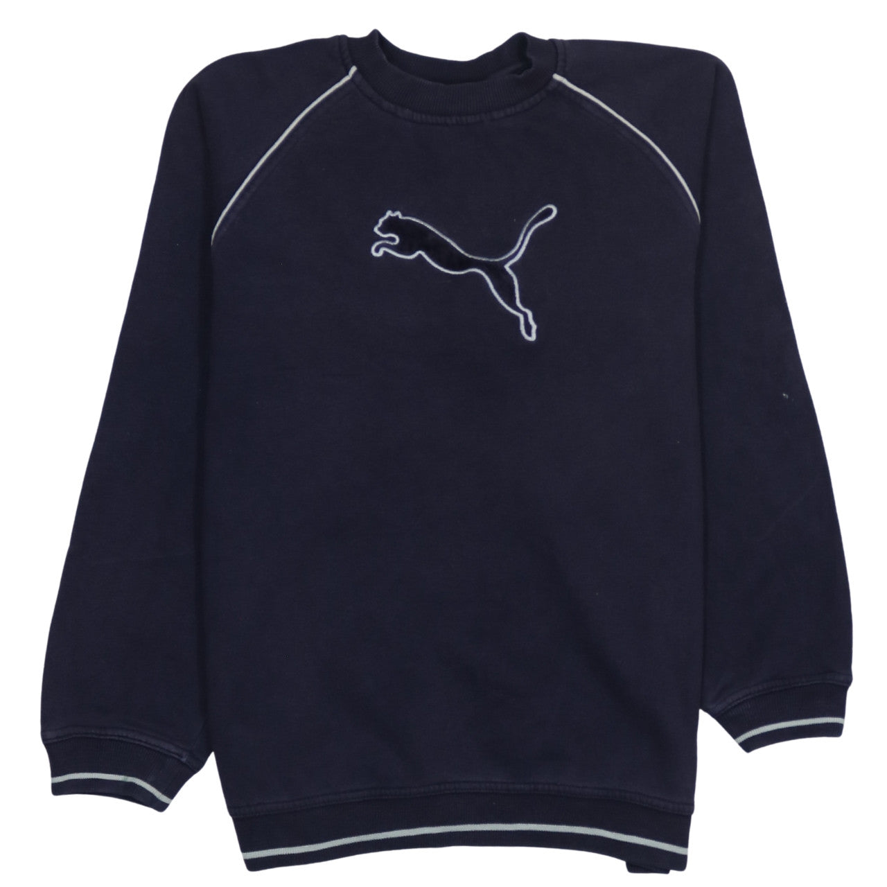 Puma Men Navy Blue Crew Neck Pullover Sweatshirt Size 16 Logo Casual