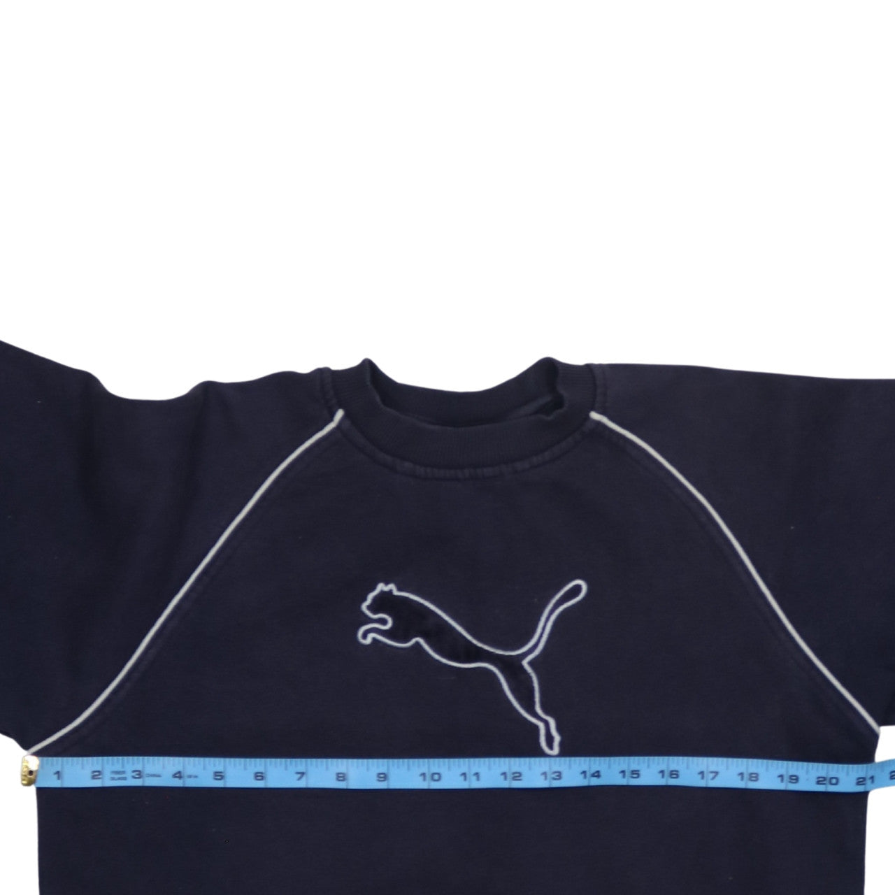 Puma Men Navy Blue Crew Neck Pullover Sweatshirt Size 16 Logo Casual