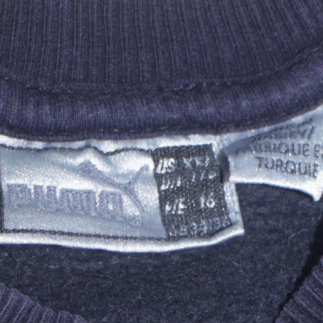 Puma Men Navy Blue Crew Neck Pullover Sweatshirt Size 16 Logo Casual
