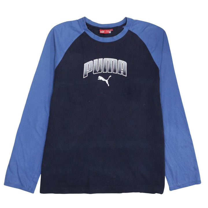 Puma Men's Blue Colourblock Long Sleeve Cotton Top XL