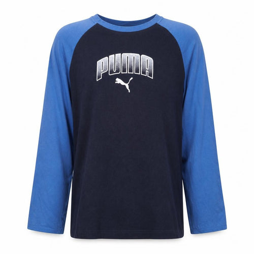 Puma Men's Blue Colourblock Long Sleeve Cotton Top XL