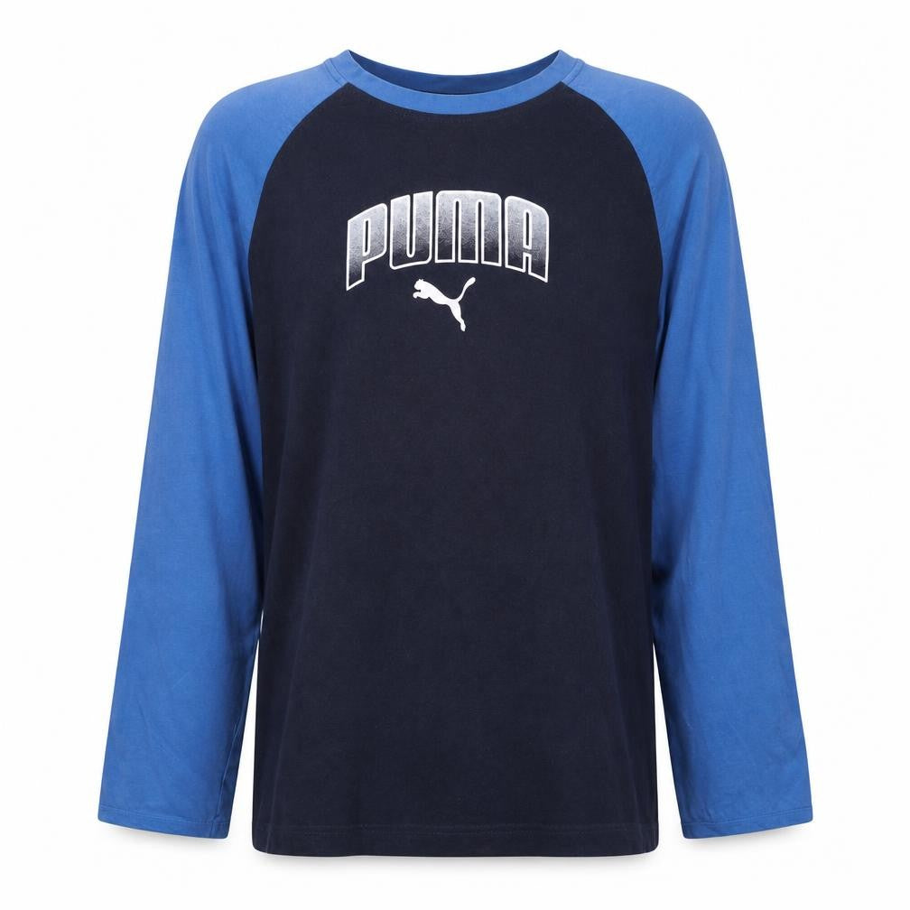 Puma Men's Blue Colourblock Long Sleeve Cotton Top XL
