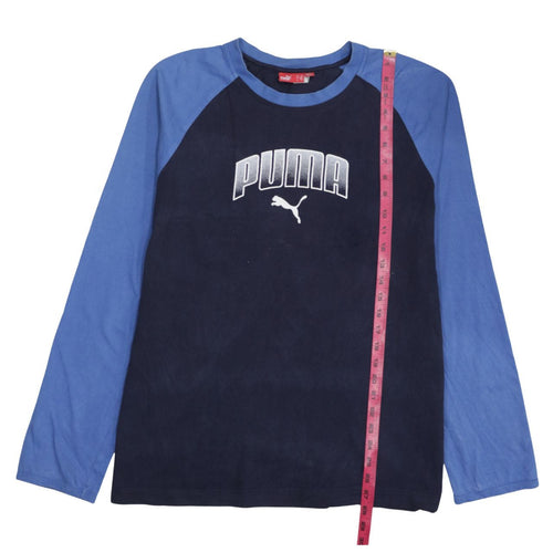Puma Men's Blue Colourblock Long Sleeve Cotton Top XL