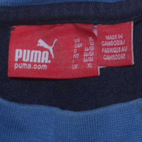Puma Men's Blue Colourblock Long Sleeve Cotton Top XL