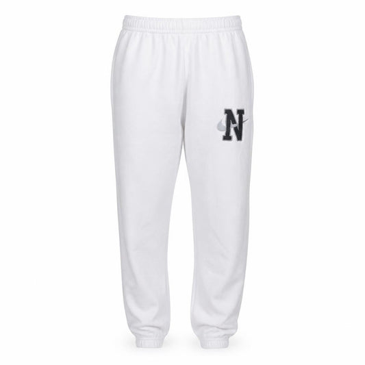 Front view of Nike Men's White Fleece Jogger Sweatpants, size S
