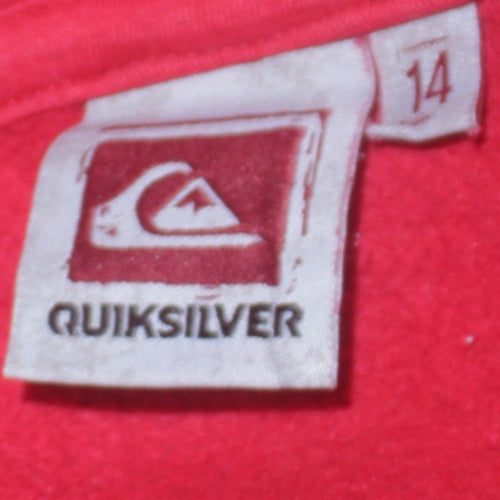Quiksilver Teens Red Pullover Hoodie Size 14 Cotton Logo Surf Style