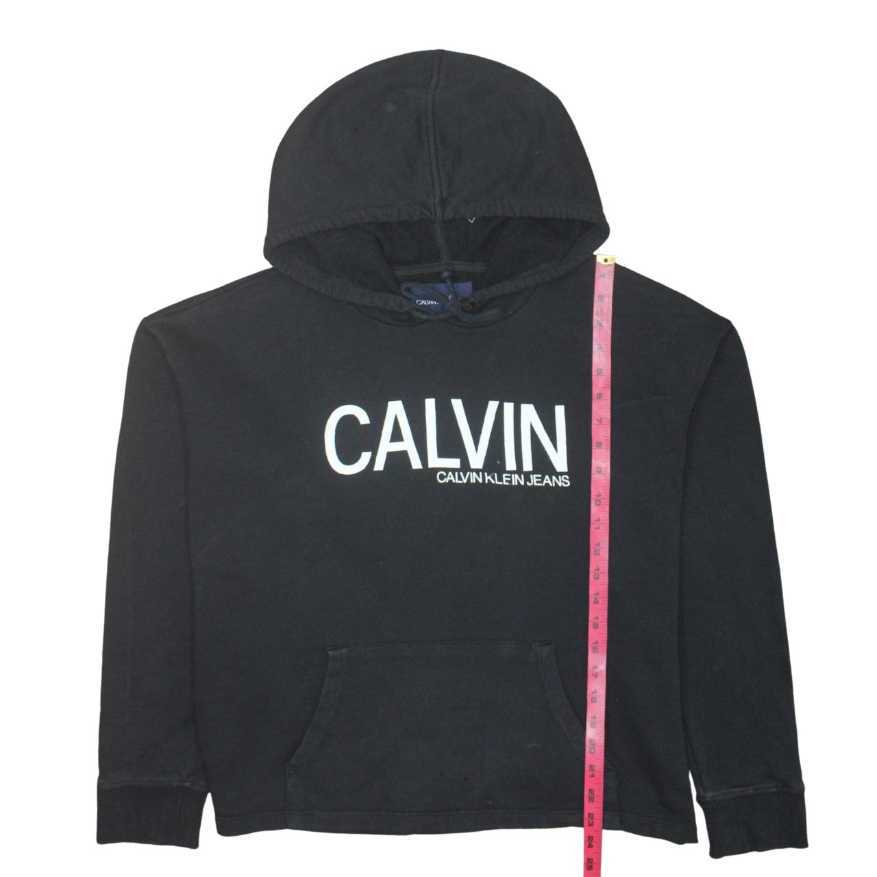 Calvin Klein Jeans Women's Black Pullover Hoodie L Logo Cotton Casual