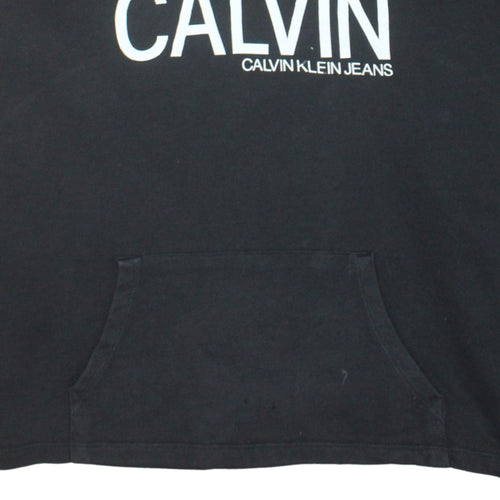 Calvin Klein Jeans Women's Black Pullover Hoodie L Logo Cotton Casual