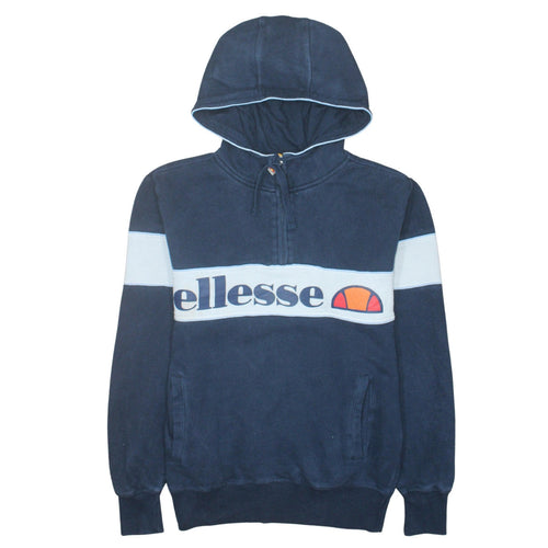 Ellesse Men’s Blue 1/2 Zip Hoodie S Retro Sports Cotton Blend