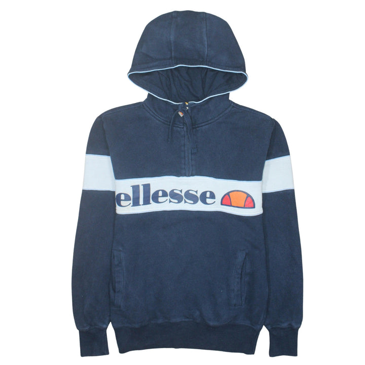 Ellesse Men’s Blue 1/2 Zip Hoodie S Retro Sports Cotton Blend