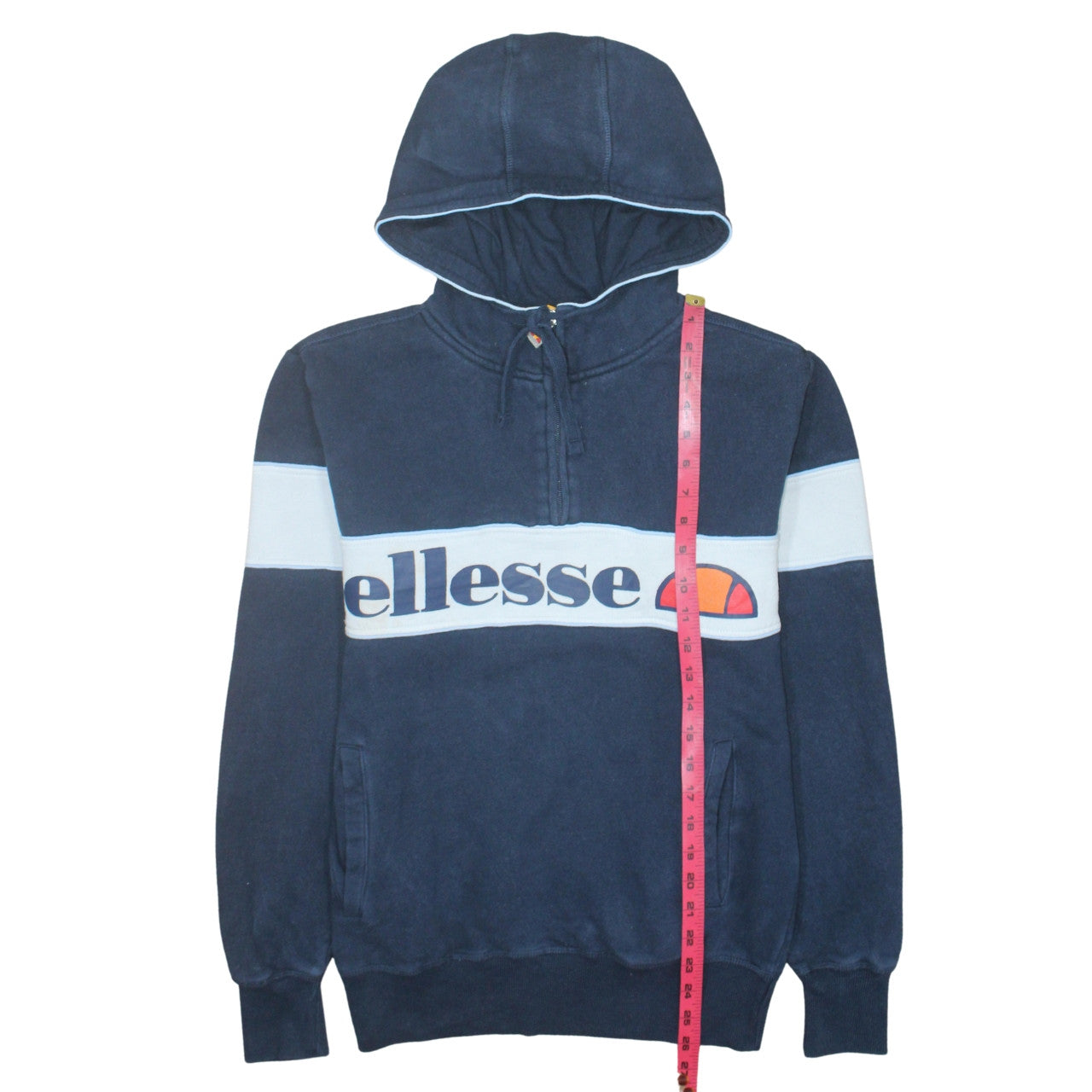 Ellesse Men’s Blue 1/2 Zip Hoodie S Retro Sports Cotton Blend