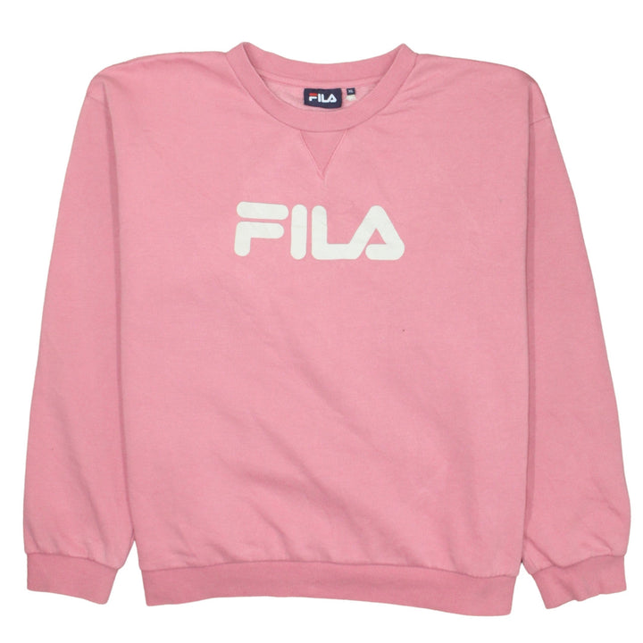 FILA Women’s Pink Logo Pullover Sweatshirt XL Regular Fit