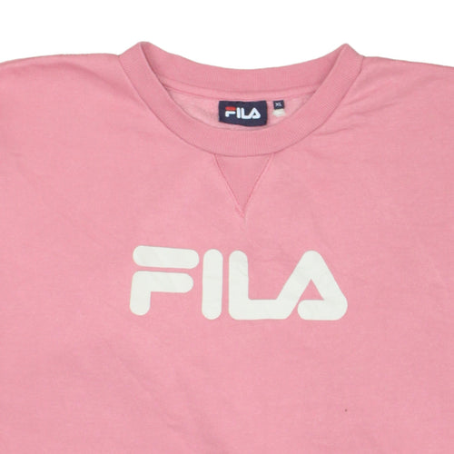 FILA Women’s Pink Logo Pullover Sweatshirt XL Regular Fit
