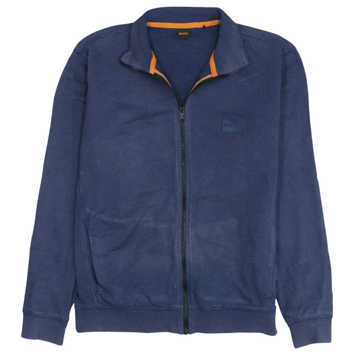 BOSS Men's Blue Cotton Track Jacket M Full Zip Casual Style