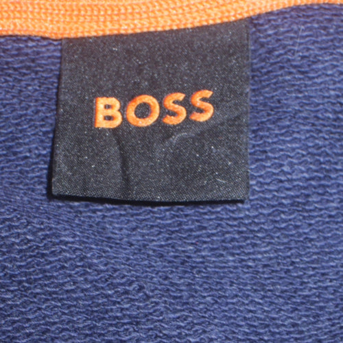 BOSS Men's Blue Cotton Track Jacket M Full Zip Casual Style