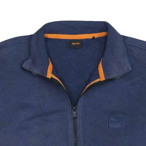 BOSS Men's Blue Cotton Track Jacket M Full Zip Casual Style