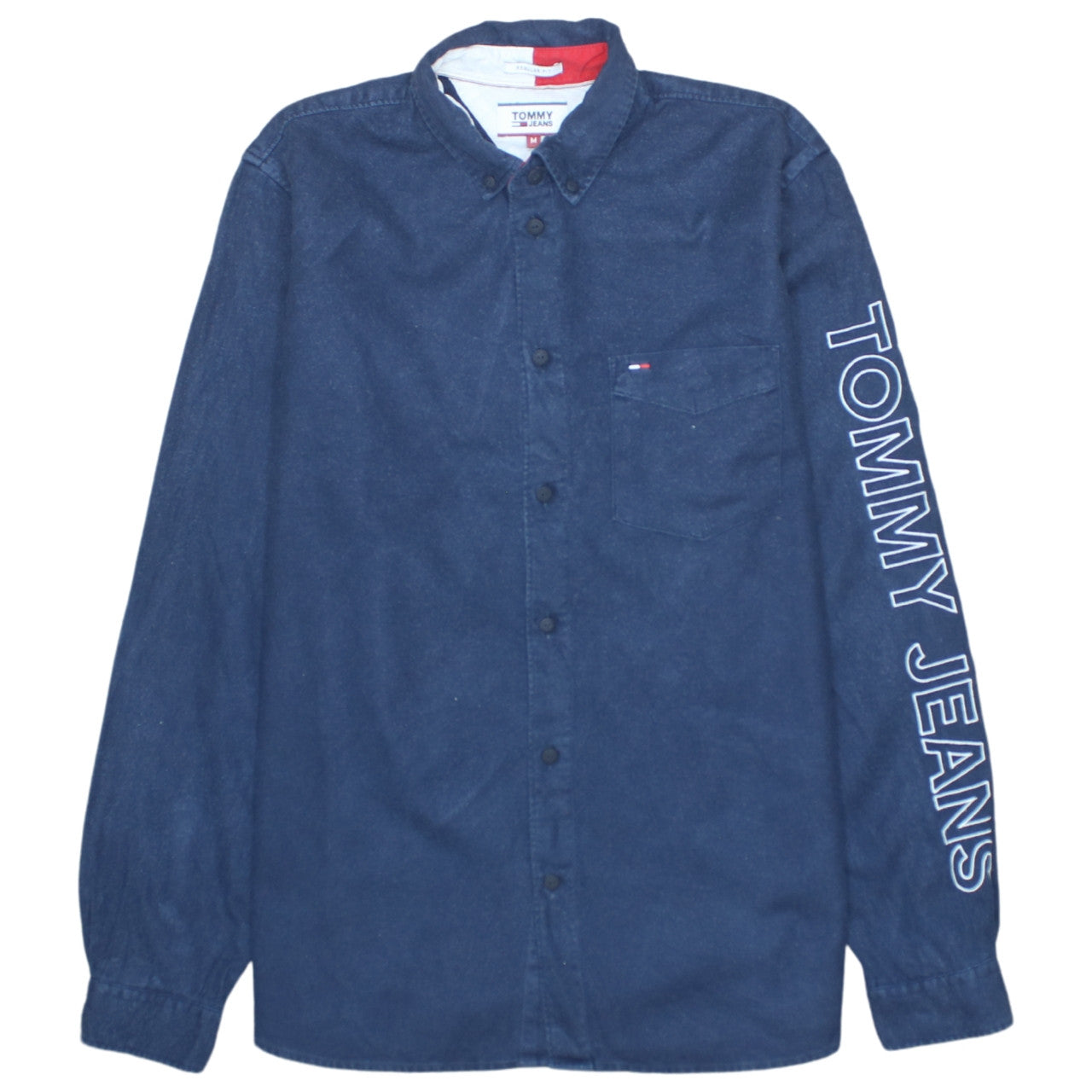 Tommy Jeans Men's Blue Button-Up Long Sleeve Denim Shirt M