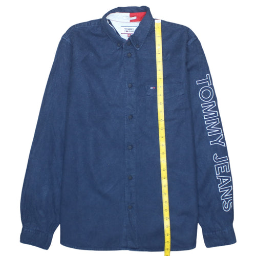 Tommy Jeans Men's Blue Button-Up Long Sleeve Denim Shirt M