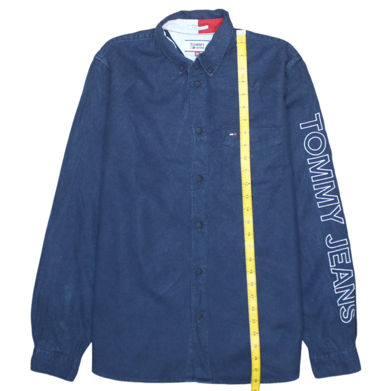 Tommy Jeans Men's Blue Button-Up Long Sleeve Denim Shirt M