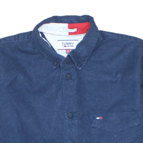 Tommy Jeans Men's Blue Button-Up Long Sleeve Denim Shirt M