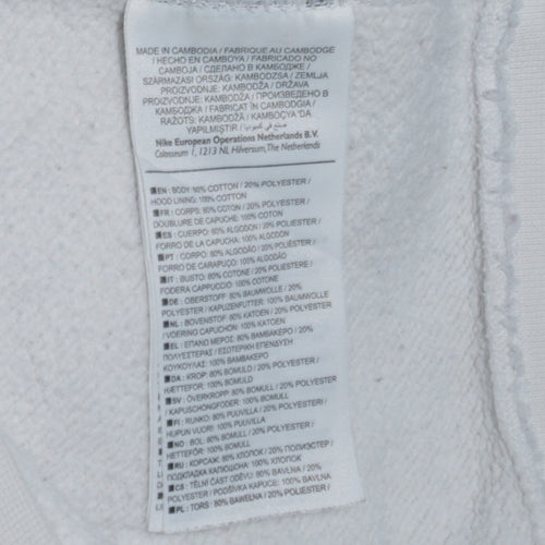 Nike Men's White Pullover Hoodie Small Graphic Logo Sweatshirt