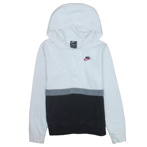 Nike Boys White Colourblock Fleece 1/2 Zip Hoodie XL 158-170cm