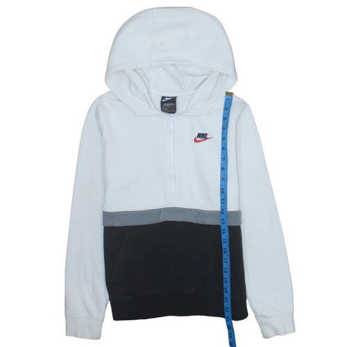 Nike Boys White Colourblock Fleece 1/2 Zip Hoodie XL 158-170cm