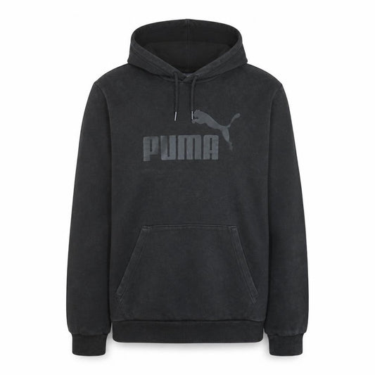 Front view of Puma Men's Black XL Pullover Hoodie Sports Fleece Sweatshirt