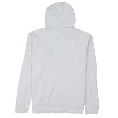 Tommy Hilfiger Women White Pullover Hoodie M Logo Cotton Blend