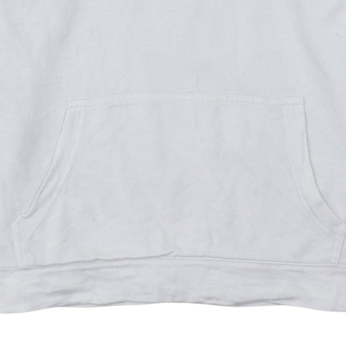 Tommy Hilfiger Women White Pullover Hoodie M Logo Cotton Blend
