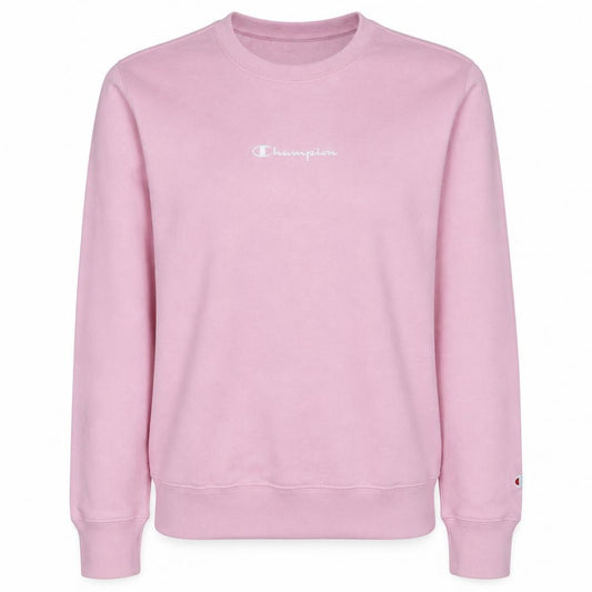Front view of Champion Women's Pink Crew Neck Pullover Sweatshirt, size M